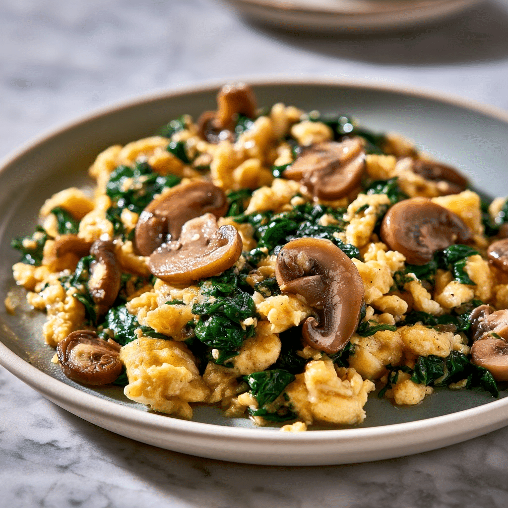 Perfect Mushroom Spinach Scrambled Eggs: Easy Breakfast Recipe
