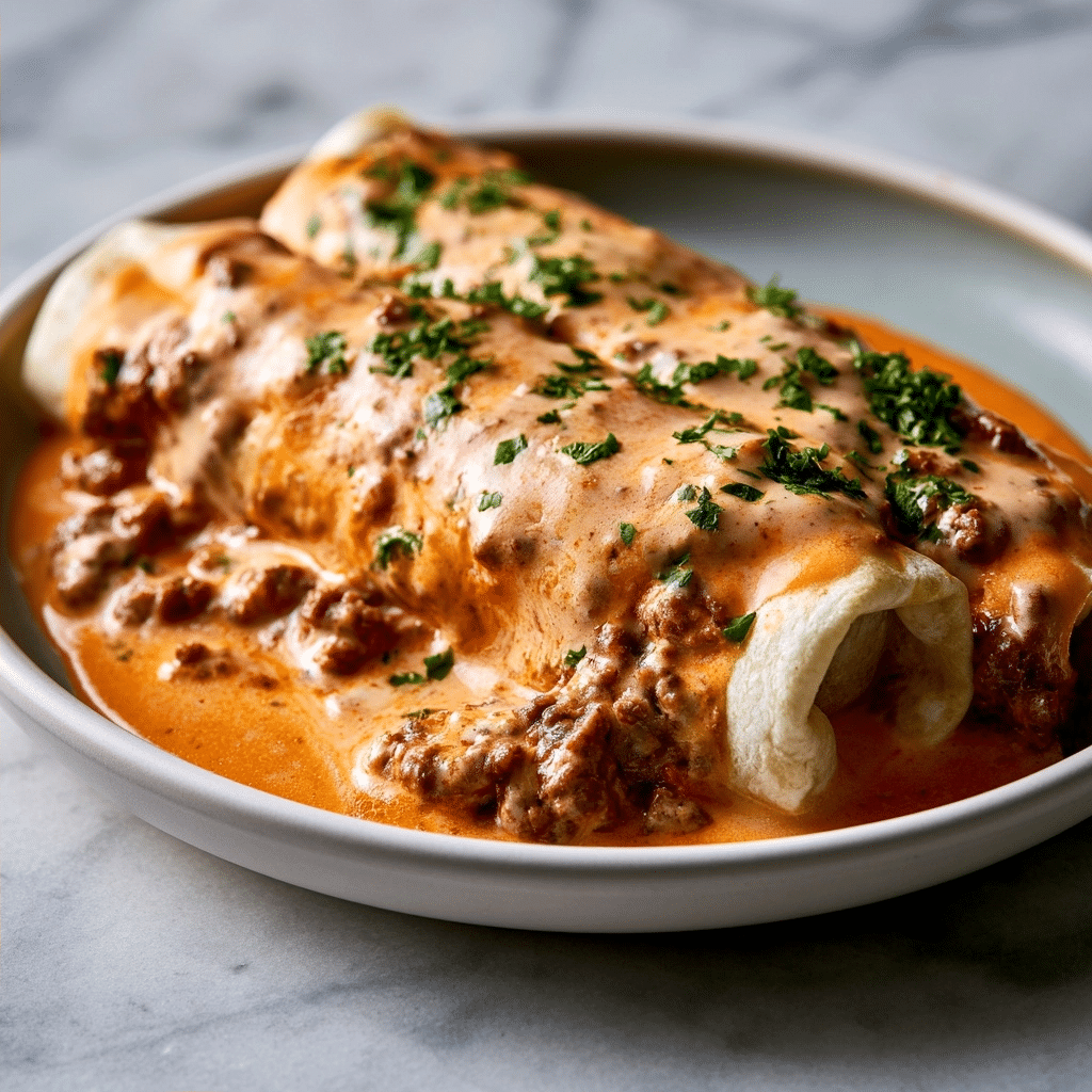 Delicious Smothered Ground Beef Burritos with Creamy Chipotle Delight